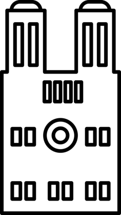 Notre Dame Cathedral Outline Svg File, Free Vectors File